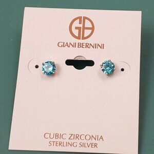 Giani Bernini, NWT, Sterling Silver blue cubic Zirconia post earrings